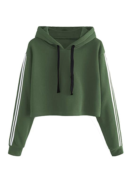 Women's Solid Crop Hoodie Sweatshirt with Hood, Full Sleeves, Soft Cotton Fabric, Loose Fit Casual Pullover Top for College, Travel, Weekend Outings and Street Style Fashion-image-46