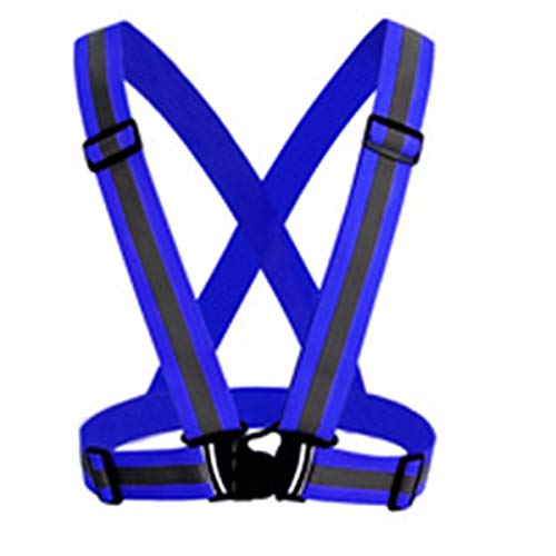 Preisvergleich Produktbild Jinxuny Reflektierende Weste, verstellbare Kindergurt, Sicherheitssicherheit, Sichtbarkeit, reflektierende Weste, für Outdoor-Aktivitäten, Joggen, Motorradfahren blau