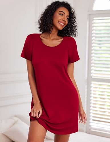 Image of Ekouaer 3 Pack Nightgowns for Women Short Sleeve Sleepshirt Button Down Nightshirt Soft Pajamas Dress Casual Sleepwear