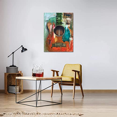 Yeilnm Music Canvas Wall Art Red Guitar Canvas Prints Abstract Musical Instrument Painting Artwork Home Office Living Room Bedroom Decor Bar Decor Gallery Ready To Hang #TOP2