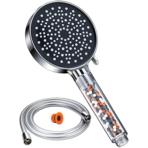 YEAUPE Shower Head and Hose with Filter - Shower Head High Pressure with 1.5M Hose 6 Modes for Hard Water Low Rain Water Pressure Water Saving Shower Head,9L/Min Cover