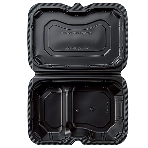 リスパック(Risupack) 使い捨て 容器 デリバリー テイクアウト ランチ 弁当 内嵌合蓋 バイオデリカ シェル BOX60-1 黒 25枚入 レンジ対応 日本製 RHDT156