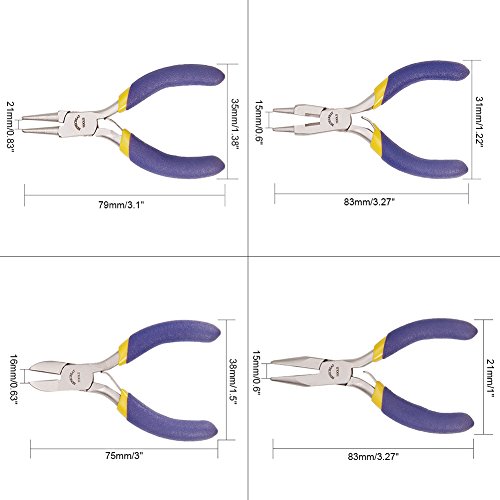 Benecreat 4-Piece Mini Jewelry Pliers Set, Professional Mini Precision Pliers Set For Jewelry Making And Hobby Use - Round Nose/Round Nose With Cutter/Side Cutting/Chain Nose Pliers #TOP2
