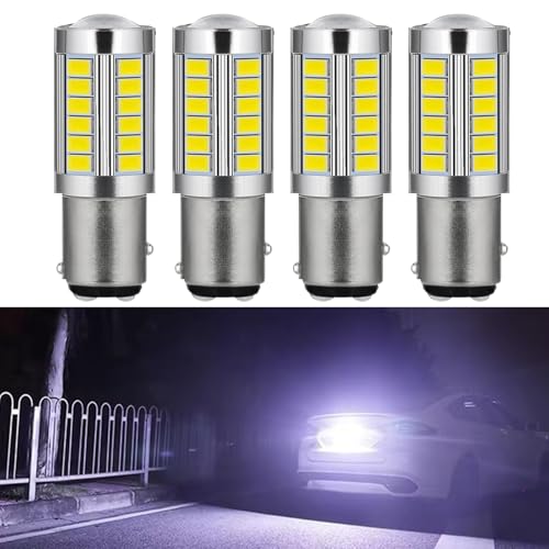 Arwrilt 4 PCS 1157 LED Bulbs, 2057 2357 7528 BAY15D LED Brake Bulb, 30W 6500K Super Bright LED Turn Signal Lights, 5730 Chip Reverse Light Bulb Replacement, LED Light Bulb for Cars (White)