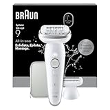 Braun Epilateur Electrique Femme Silk·épil 9, Etanche, Tête Pivotante Pour Une Épilation Facile, Coffret Avec Sabot Tondeuse Et Tête de Rasage, Argent, 9 041