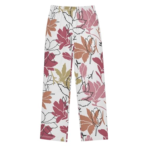 ZZXXB Maple Leaves Boys Long Pants Soft Trousers Elastic Waist Kids Lounge Bottoms with Pockets S-XL