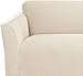 SureFit Form Fit Stretch Morgan Loveseat Slipcover - One Piece Polyester/Spandex Elastic Slipcover, Machine Washable (Loveseat Box Cushion, Ivory Color)