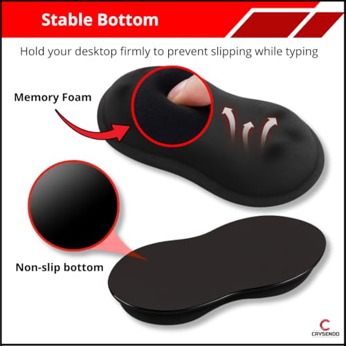 Image of Crysendo Ergonomic Mouse Wrist Rest Support | Gliding Palm Rest Pad with Oval Shape Design for Wrist Pain Relief & Pressure Release | Single Support for Office, Gaming & Coding (Black)