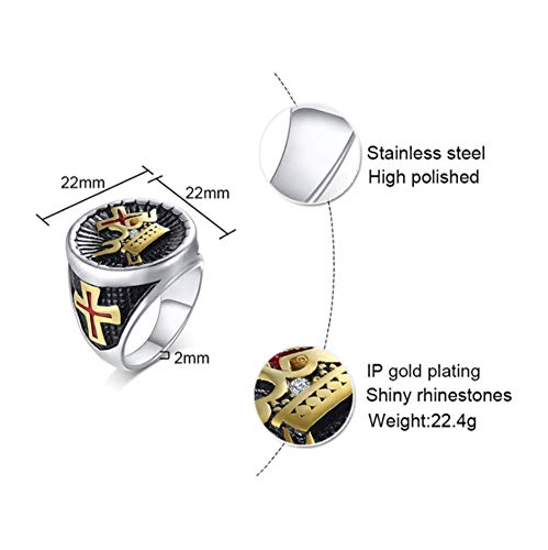 Blowin Mens Antique Punk Stainless Steel Ring Knight Crown Cross Religious Gothic?Signet Templar Rings For Fathers Day (11) #TOP4