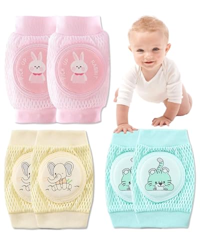 AORHOFJ Rodilleras Bebe Gateo, rodilleras bebe，rodilleras gateo，3 Pares Transpirable Rodilleras Antideslizantes para Bebé Protectores Rodillas para Bebé Unisex，rodilleras para bebe gatear(0-3 años)