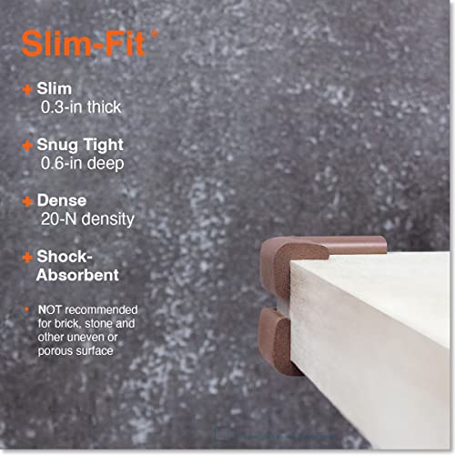 Image of Roving Cove Slimfit Corner Protector for Baby Proofing (8 Small Corners), Soft Rubber Foam Furniture Corner Bumper Guards, 3M Adhesive Pre-Taped, Coffee Brown