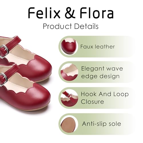 Image of Felix & Flora Toddler Flower Girl Dress Shoes - Baby Girl Ballet Mary Jane Flats for Party School Wedding