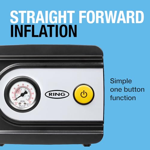 RING TYREINFLATE 10 Analogue Tyre Inflator Air Compressor with Three Adaptors - Displays in PSI, BAR, and kPA - Image 2