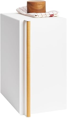 Miniatura 2 de YAMAZAKI Home Tosca - Recipiente para pan de metal, ahorro de almacenamiento delgado para mostrador, vertical, acero + madera, blanco