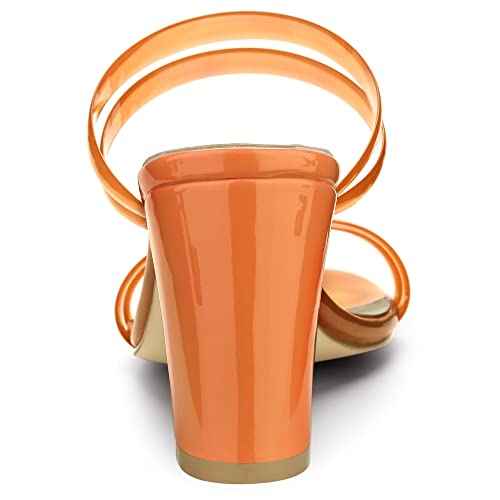 Allegra K Women's Clear Strappy Heel Slide Mule Block Heel Sandal3