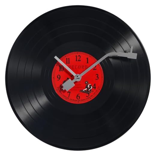 Music Record Wall Clock, Black Vinyl Battery Operated Wall Clock, for Music Room Wall Art Living Room Cafe Bar Decor, 11.81in