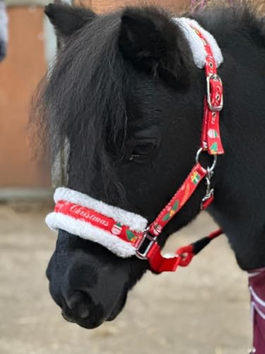 Cuerda de plomo roja con estampado navideño para poni mini Shetland talla completa 2