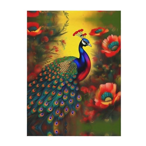 Couverture chaude fleurs de paon jeté de lit durable isolant contre le froid