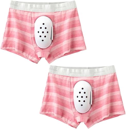 2pc Breathable Boxer Shorts for Boys Post Circumcision Recovery, Soft Cotton Circumcision Underwear, Surgery Recovery Pants for Kids(Gray Pink,L/Large)