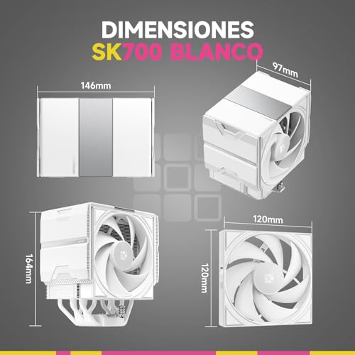CPU Cooler AM5 Sudokoo SK700 soluciona sobrecalentamiento con 7 heatpipes y torre blanca 4