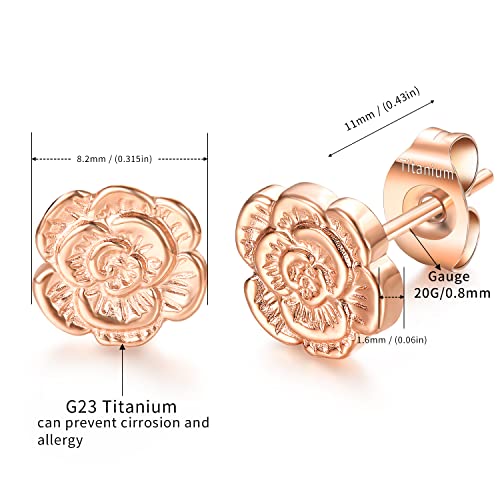 VOJO Implant Grade G23 Titanium Stud Earrings for Sensitive Ears Post Pierced Cartilage Lobe Earring Stud for Women3