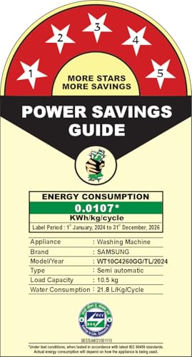 Image of Samsung 10.5 kg, 5 star, Semi-Automatic Top Load Washing Machine (WT10C4260GG /TL, Air Turbo Drying, Light Gray,)