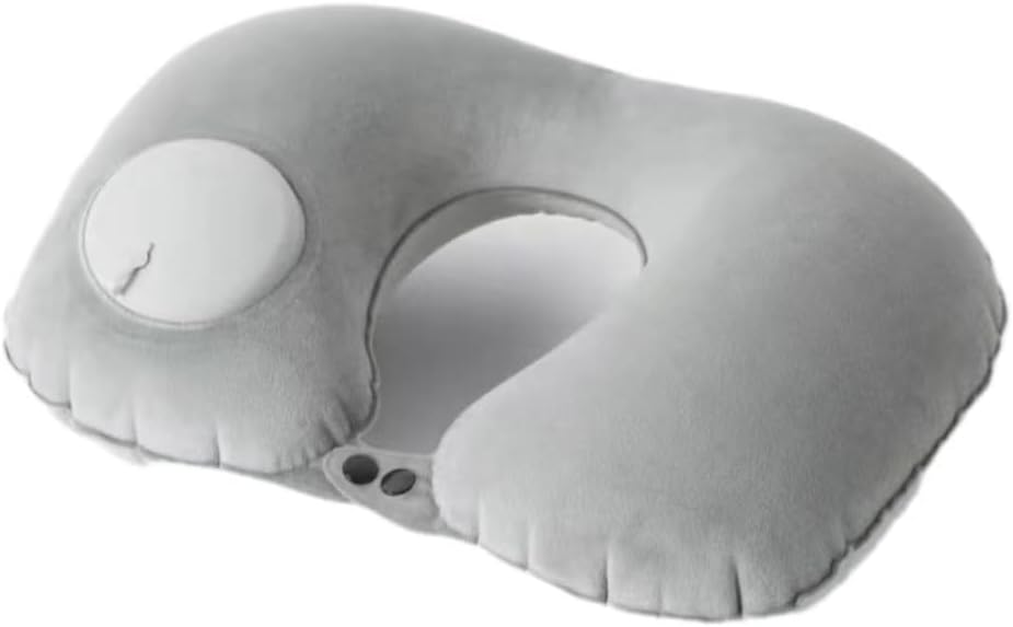 Wqiansc Inflatable Travel Pillow Durable Neck Pillow For Travel Neck Support Pillow Travel Pillow For Airplane (Gray Press inflation)
