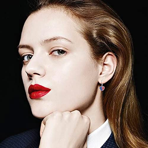 Cuoka Miracle Usa Flag Leverback Drop Earrings 925 Sterling Silver Patriotic Earrings Red White Blue Heart Stud Earrings Independence Day Jewelry For Patriot Women Men thumb #3