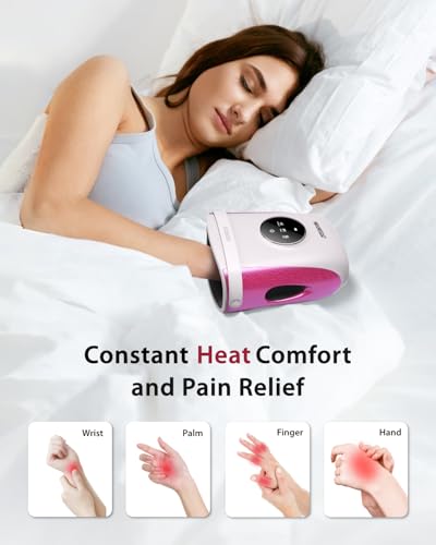 Image of CINCOM Hand Massager with Heat and Compression, Finger and Palm Massage Machine for Pain Relief, Arthritis and Improved Circulation, Gifts for Women, Cordless and Rechargeable (White)