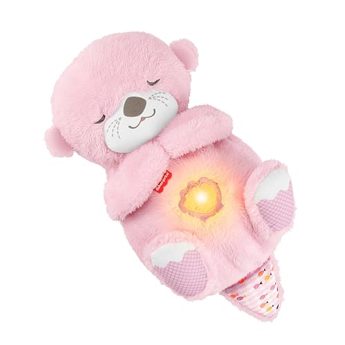 Fisher-Price Baby-Spielzeug Schlummer-Otter, tragbare Pinke Plüsch-Spieluhr mit Atembewegungen und Lichtern für Neugeborene ab einem Alter von 0 Monaten, JLJ33 1