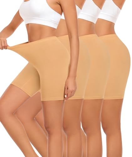 Image of 4 Pack Cotton Boy Shorts Underwear for Women Anti Chafing Shorts for Under Dresses Soft Boxers Panties