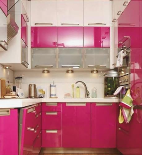 Image of CREON Pink Gloss Peel and Stick Self-Adhesive Removable Thicken Waterproof for Kitchen Countertop Cabinet Wardrobe(24X50 NCH, Dark Pink Glossy)