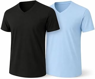 Uniqoth 2-Pack Bulk Men’s V-Neck T-Shirts – Soft Pre-Shrunk Premium Cotton, Short Sleeves, Reinforced Collar, Crew Neck, Casual Fit