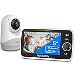 HelloBaby Monitor with Camera and Audio, 5'' Large Screen with 3500mAh Battery, Remote Pan-Tilt-Zoom Camera, Two-Way Talk, ECO-Mode, Auto-Night Vision, Range up to 960ft and No WiFi