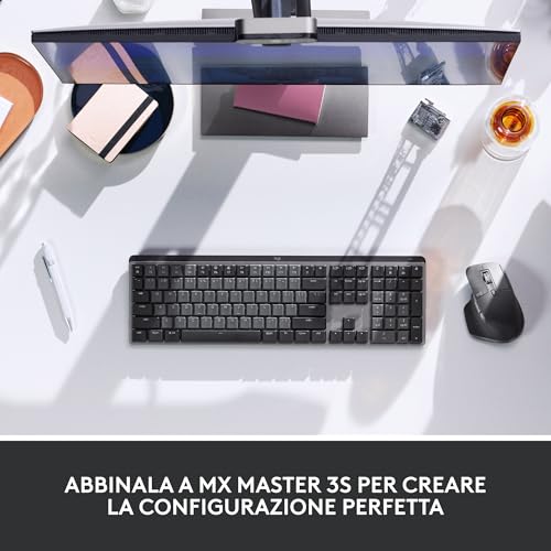 MX Mechanical Tastiera Retroilluminata Wireless, Bluetooth, USB-C, Layout US Int QWERTY, Grigio - Tastiera gaming - Immagine 9
