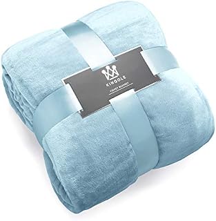 Kingole Flannel Fleece Microfiber Throw Blanket, Luxury Light Blue Twin Size Lightweight Cozy