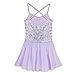 FEESHOW Girls Sequined Camisole Ballet Dress Leotard Chiffon Skirt Sparkly Fairy Dance wear Costumes Lavender 5-6