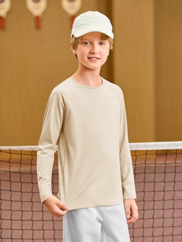 Haloumoning Boys Long Sleeve Athletic T-Shirts Kids Quick Dry Youth Performance Active Basic Tees 5-14 Years2