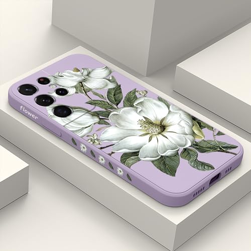 Coque Samsung S21 Ultra en silicone souple fin motif floral violet