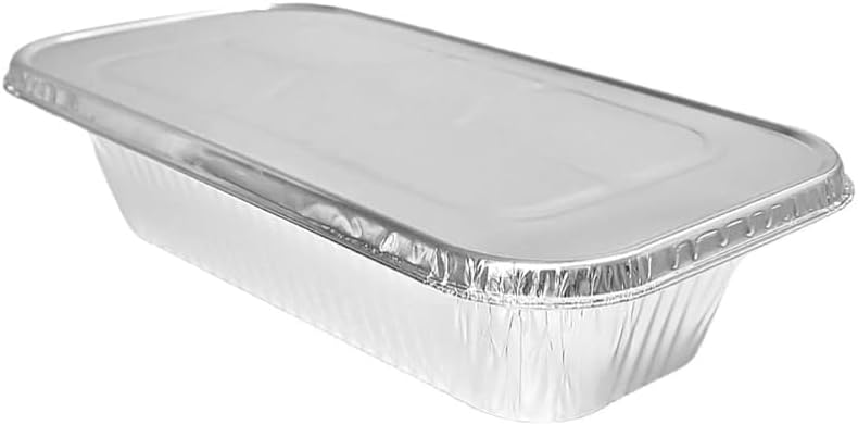 ProPac & Seal 1/3 Size Aluminum Foil Steam Table Pans with Lid Covers - 12x6 Disposable Containers Great for Baking, Cooking, Broiling, BBQ, Heating, Freezing, Meal Prepping Food (Pack of 25) (25)