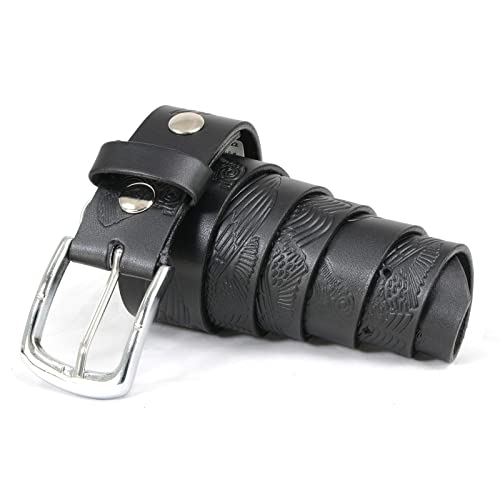 Milwaukee Leather MP7122 Men's Engine Block & Wings - Black Leather Belt w/Interchangeable Buckle - 1.5 inches Wide