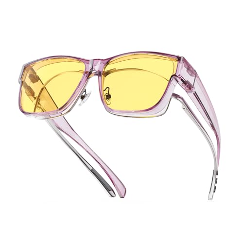 Goiteia Night Driving Glasses Fit over Glasses for Men Women, Yellow Anti Glare Polarized Night Vision Glasses for Driving