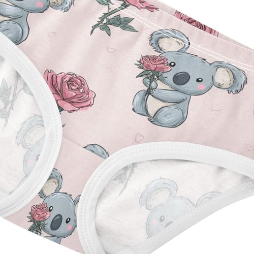 Wusikd Cute Koala Bear Girls' Underwear Cotton Pink Rose Girls Briefs Soft Toddler Underwear 2T4