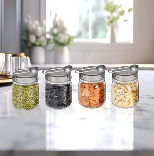Image of Airtight Containers Set of 4 with Spoon for Kitchen Storage, Food Grade Plastic,Stackable & Transparent Organizer Jars, Masala Dabba, (349 ml) for Tea,Coffee,Sugar,Dry Fruits(SYDNY 349(Set of 4)) 7