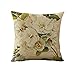 WOMHOPE Set of 4 Vintage Spring Flower Decorative Throw Pillow Covers Pillow Cases Cushion Cases Burlap Toss Throw Pillow Covers 18 x 18 Inch for Living Room,Couch and Bed (Beige Flower)