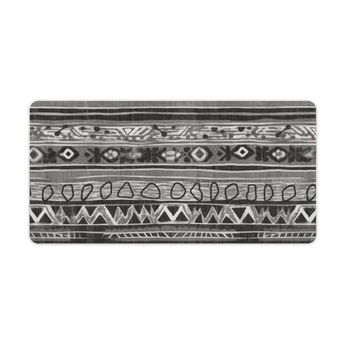 Tapis de souris de jeu gris tribal imperméable grand format pour bureau