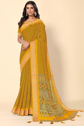 Image of MIRCHI FASHION Women Saree Cotton Silk Batik Block Printed | Breathable Office Wear and Regular Use Sari with Blouse Piece