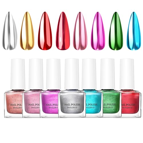 Esmalte De Uñas Espejo - Esmalte De Uñas Gel Efecto Espejo Secado Rápido - Secado Rápido Manicura 8 Colores Para Salón Hogar Fiestas Bodas Vacaciones