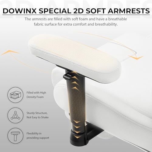 Sedia Gaming in tessuto con cuscino a molle insacchettate, Sedia Gamer da gioco ergonomica con funzione massaggiante, sedia da ufficio PC grande e alta con poggiaperiedi XXL,bianco - Sedia gaming - Immagine 5