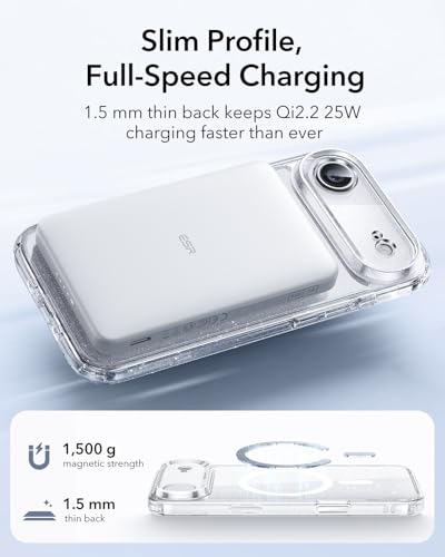 Image of ESR for iPhone Air Case, Camera Control Cover, Compatible with MagSafe, Shockproof Military-Grade Protection, Magnetic Phone Case for iPhone Air, Classic Hybrid Case, Clear Shimmer